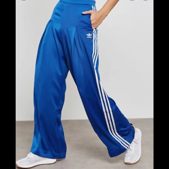 NWT ADIDAS ROYAL BLUE THREE STRIPE WIDE LEG PANT - Picture 2 of 9